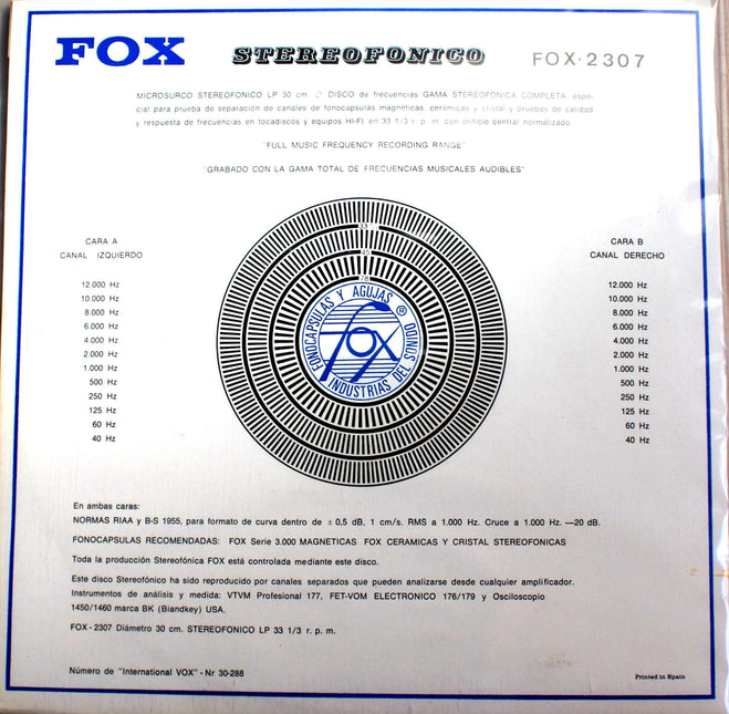 Fox 2307 testplaat 4063 12-frequenties.